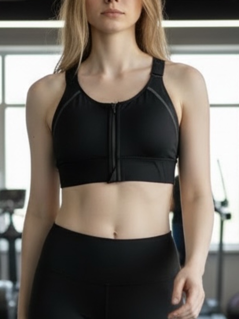 Athleta Empower Bra A-C Size Small Color Black Front Zipper Style 869609